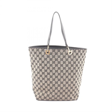 GUCCI GG canvas Shoulder Tote Bag 002 1098 leather Beige Black Used Women