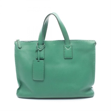 FENDI Selleria Hand Business bag 7VA375 leather Green Used mens