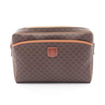 CELINE Macadam Triomphe business clutch bag canvas leather Brown Used Women