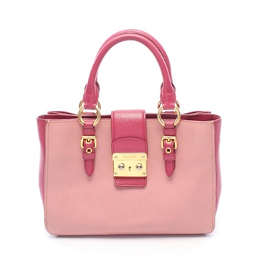 Miu Miu MADRAS Tote Handbag leather Pink GHW Used Women