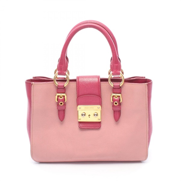 Miu Miu MADRAS Tote Handbag leather Pink GHW Used Women