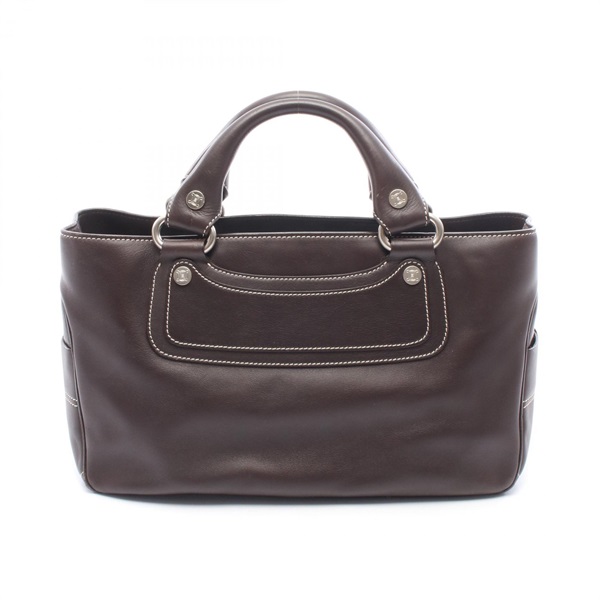 CELINE Boogie Triomphe Handbag leather Brown Used Women