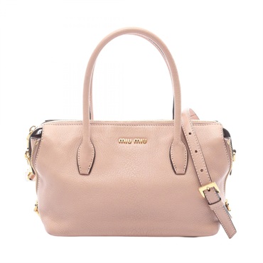 Miu Miu MADRAS Shoulder Crossbody Handbag leather Pink Used Women