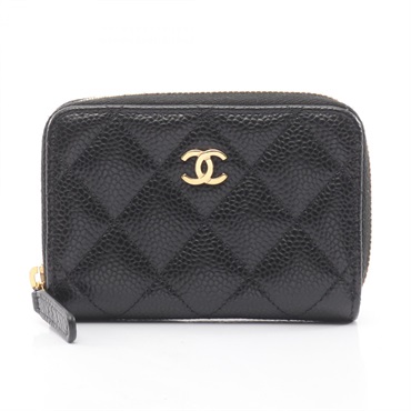 CHANEL Classic Zip Coin purse wallet AP0216 leather Grained calf GHW Black Used