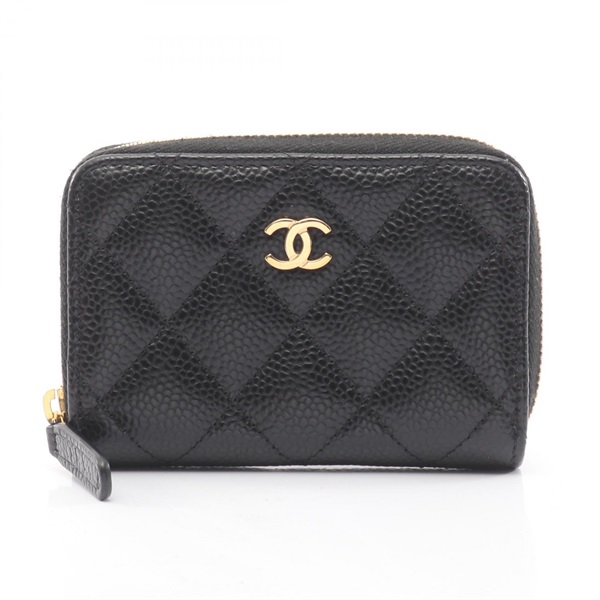 CHANEL Classic Zip Coin purse wallet AP0216 leather Grained calf GHW Black Used