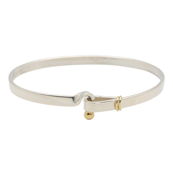 TIFFANY＆CO Hook & Eye Bangle Bracelet 18KYG Yellow Gold Silver925 Used unisex