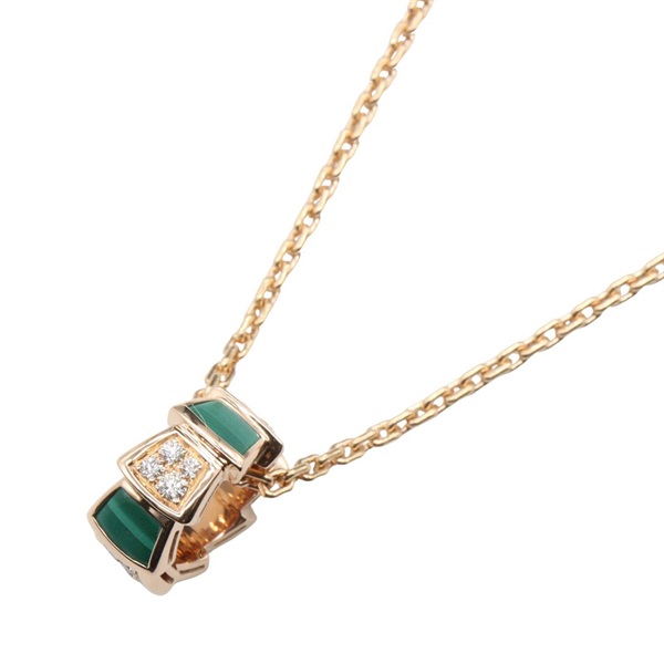 BVLGARI Serpenti Malachite Diamond Necklace 18KPG Rose Gold Green Used Women
