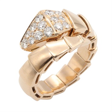BVLGARI Serpenti Viper S Diamond Ring 18KPG Rose Gold Used Women US size 5 #49