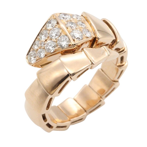 BVLGARI Serpenti Viper S Diamond Ring 18KPG Rose Gold Used Women US size 5 #49