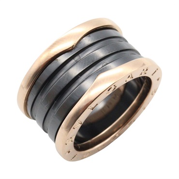 BVLGARI B-zero1 Ring 4-Band Ceramic 18KPG Gold Black Used Unisex US size 5.5 #52