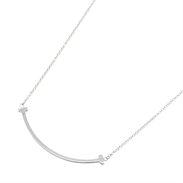 TIFFANY＆CO T Smile Small Necklace Pendant 750 18KWG White Gold Used Women