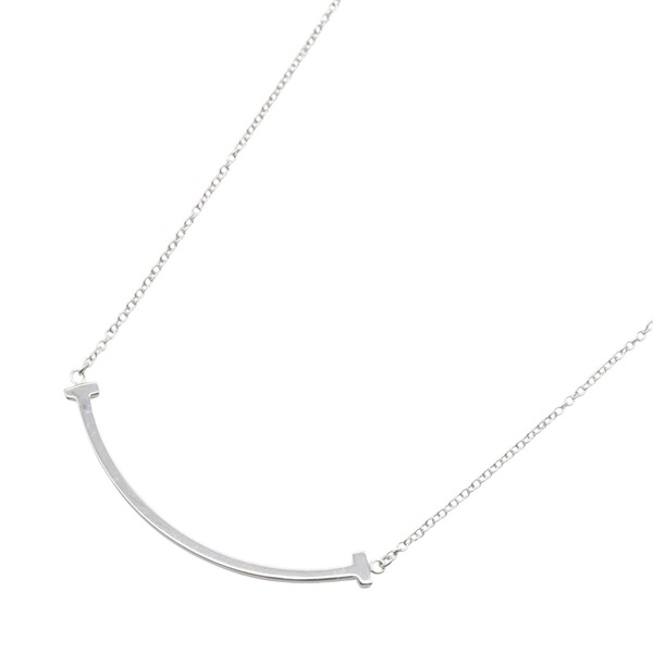 TIFFANY＆CO T Smile Small Necklace Pendant 750 18KWG White Gold Used Women
