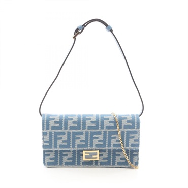 FENDI Baguette Zucca Shoulder Bag 8M0498AUNJF1SKL canvas leather Blue White NEW
