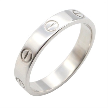 CARTIER Mini Love Ring 18KWG White Gold Used unisex US size #57 7.75