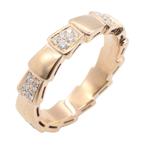 BVLGARI Serpenti Viper Ring Diamonds 18KPG Gold Used unisex US size 8.75 #62