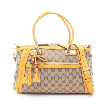 GUCCI Bella Bamboo GG Canvas 2Way Tote Bag 282300 canvas leather Beige Used