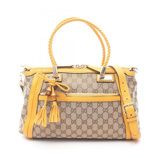 GUCCI Bella Bamboo GG Canvas 2Way Tote Bag 282300 canvas leather Beige Used