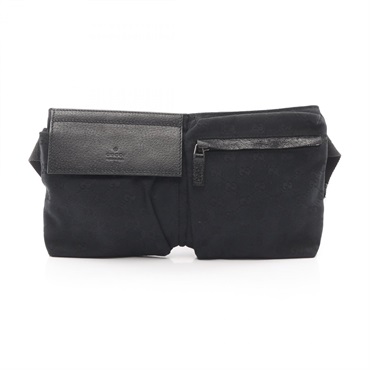 GUCCI GG canvas Waist Belt Bum Bag 28566 canvas leather Black Used unisex