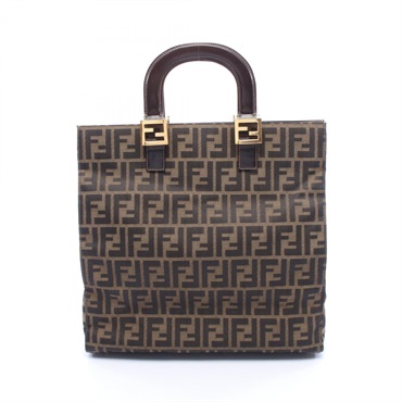 FENDI Zucca Tote Handbag canvas leather Brown GHW Used Women FF