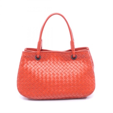 BOTTEGA VENETA Intrecciato Satchel Tote Handbag leather Orange Used Women