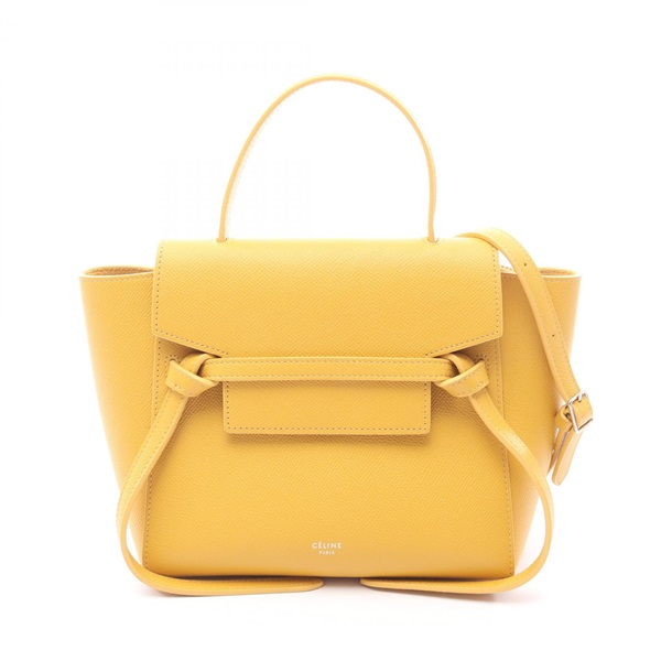 CELINE BELT BAG NANO 2Way Shoulder Handbag leather Yellow Used Women