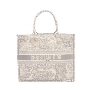 Christian Dior BOOK Large Tote Bag canvas White Gray Used Women CD