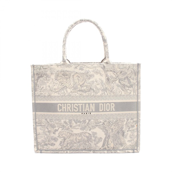 Christian Dior BOOK Large Tote Bag canvas White Gray Used Women CD