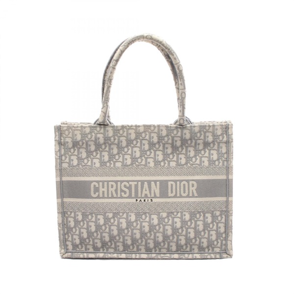Christian Dior BOOK Medium Tote Bag canvas Gray White Used Women CD
