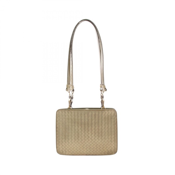 BOTTEGA VENETA Intrecciato Shoulder Bag 188762 leather Gold Khaki Used Women