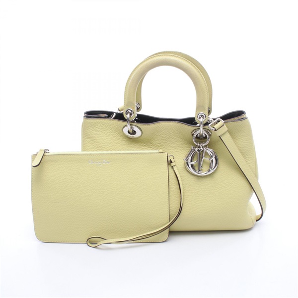 Christian Dior Diorissimo 2WAY Shoulder Tote Handbag leather Yellow Used LV