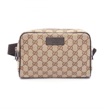 GUCCI GG canvas Waist Belt Bum Bag 449174 canvas leather Beige Brown Used unisex