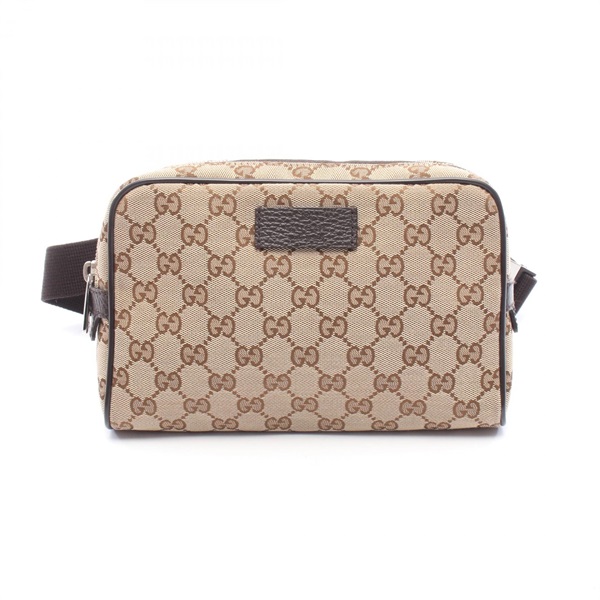 GUCCI GG canvas Waist Belt Bum Bag 449174 canvas leather Beige Brown Used unisex