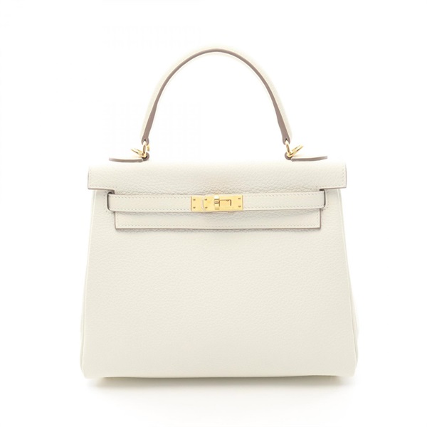 HERMES Kelly 25 shoulder Handbag U inside stitched Togo leather mushroom  GHW
