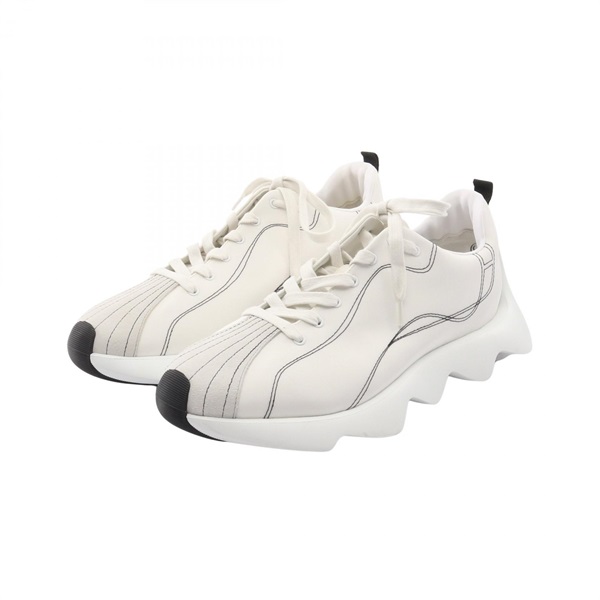 HERMES Anvor Sneakers Suede Fabric White Black Used mens size 40