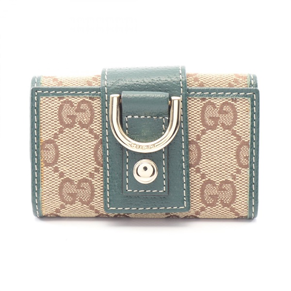 GUCCI GG canvas 6 keys Holder Case 141419 canvas leather Beige Green Used Women