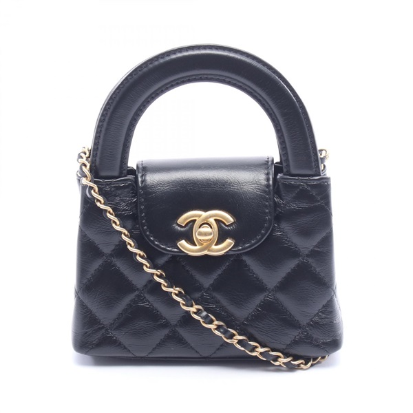 CHANEL Matelasse chain crossbody Shoulder Bag Lambskin Black Used Women GHW