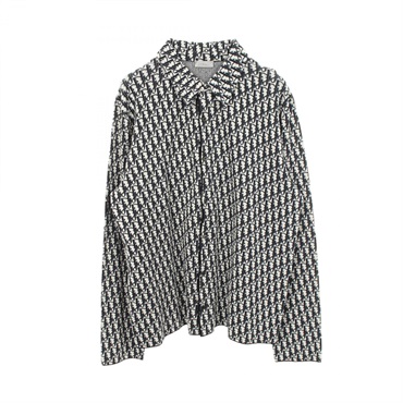 Dior Oblique Jacquard Shirts 023M550AT099 cotton Navy Black Beige Used mens #XL