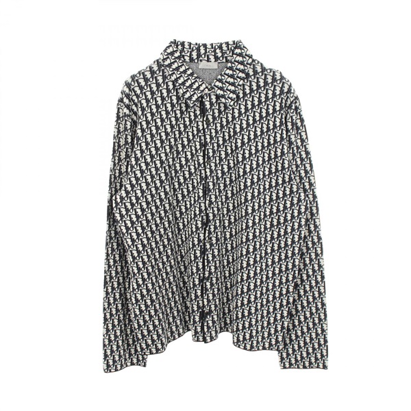 Dior Oblique Jacquard Shirts 023M550AT099 cotton Navy Black Beige Used mens #XL