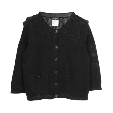 CHANEL COCO Mark button Cardigan Blouse #38 P53667K06997 cotton Black Used Women