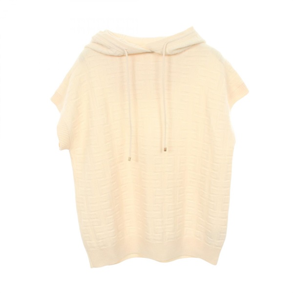 HERMES LOUNGEWEAR VOYAGE Knitwear Hoodie 2H2624DA wool White Used Women size 34