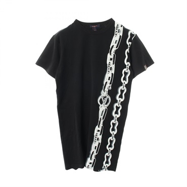 LOUIS VUITTON Short sleeved Dress RW221W LH8 FMDR30 cotton Black White Used #XS