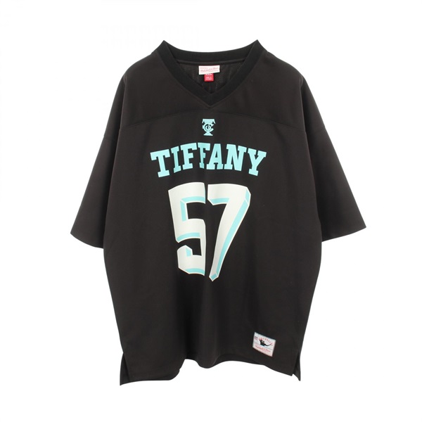 TIFFANY＆CO Mitchell & Ness T-shirt polyester Black Blue Used mens size XXL