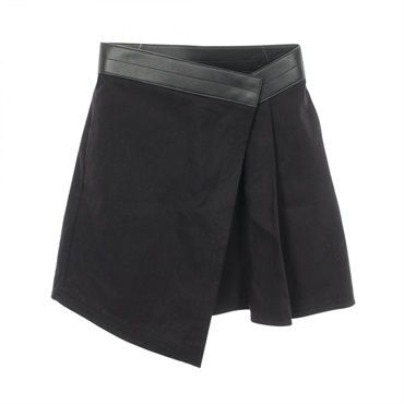 LOEWE Mini Skirt cotton Fabric Lamb leather Black Used Women size 36