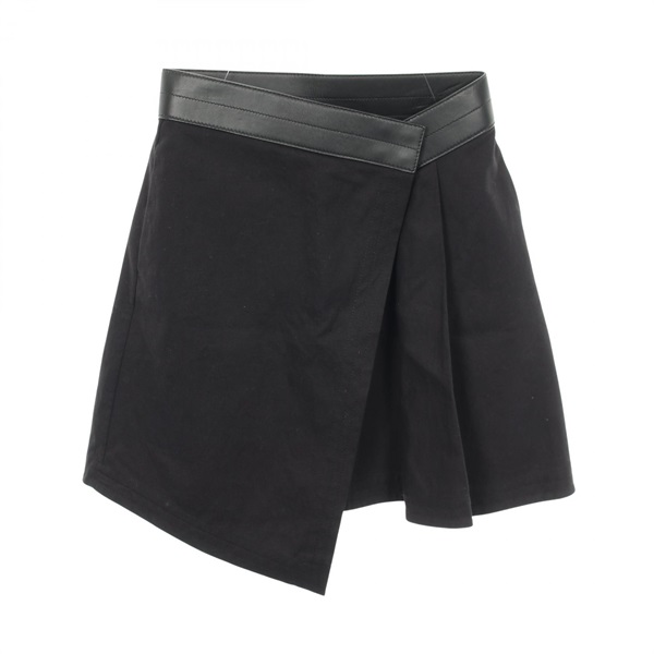 LOEWE Mini Skirt cotton Fabric Lamb leather Black Used Women size 36