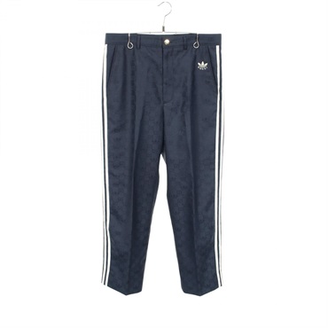 GUCCI × adidas GG Trefoil Jacquard Pants 710399 polyester Navy Used mens size 48