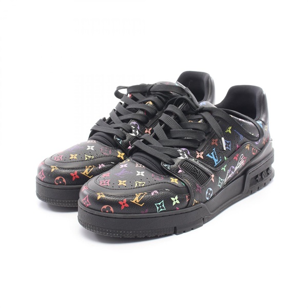 LOUIS VUITTON TM LV Trainer Monogram Multicolor Sneakers #8 leather Black Used