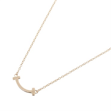 TIFFANY＆CO T Smile Mini Necklace Pendant 18KPG Pink Rose Gold Used women
