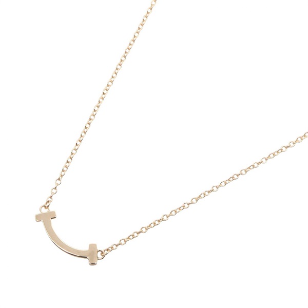TIFFANY＆CO T Smile Mini Necklace Pendant 18KPG Pink Rose Gold Used women