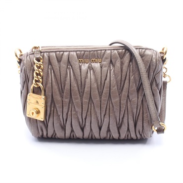 Miu Miu MATELASSE accessory pouch Shoulder Bag 5N1521 leather Gray Used Women