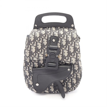 Christian Dior Gallop Oblique Rucksack Backpack canvas leather Beige Black Used